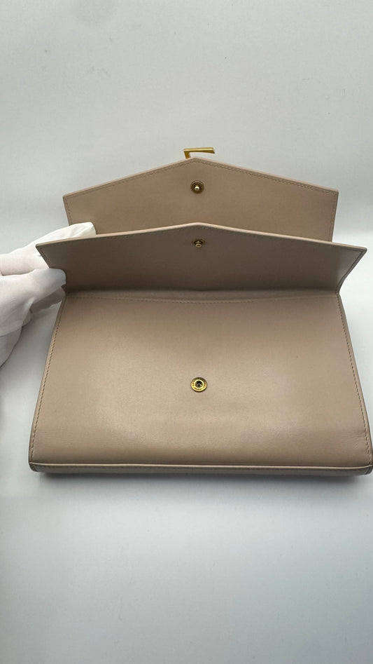 Saint Laurent YSL Envelope Chain Wallet WOC – Taupe