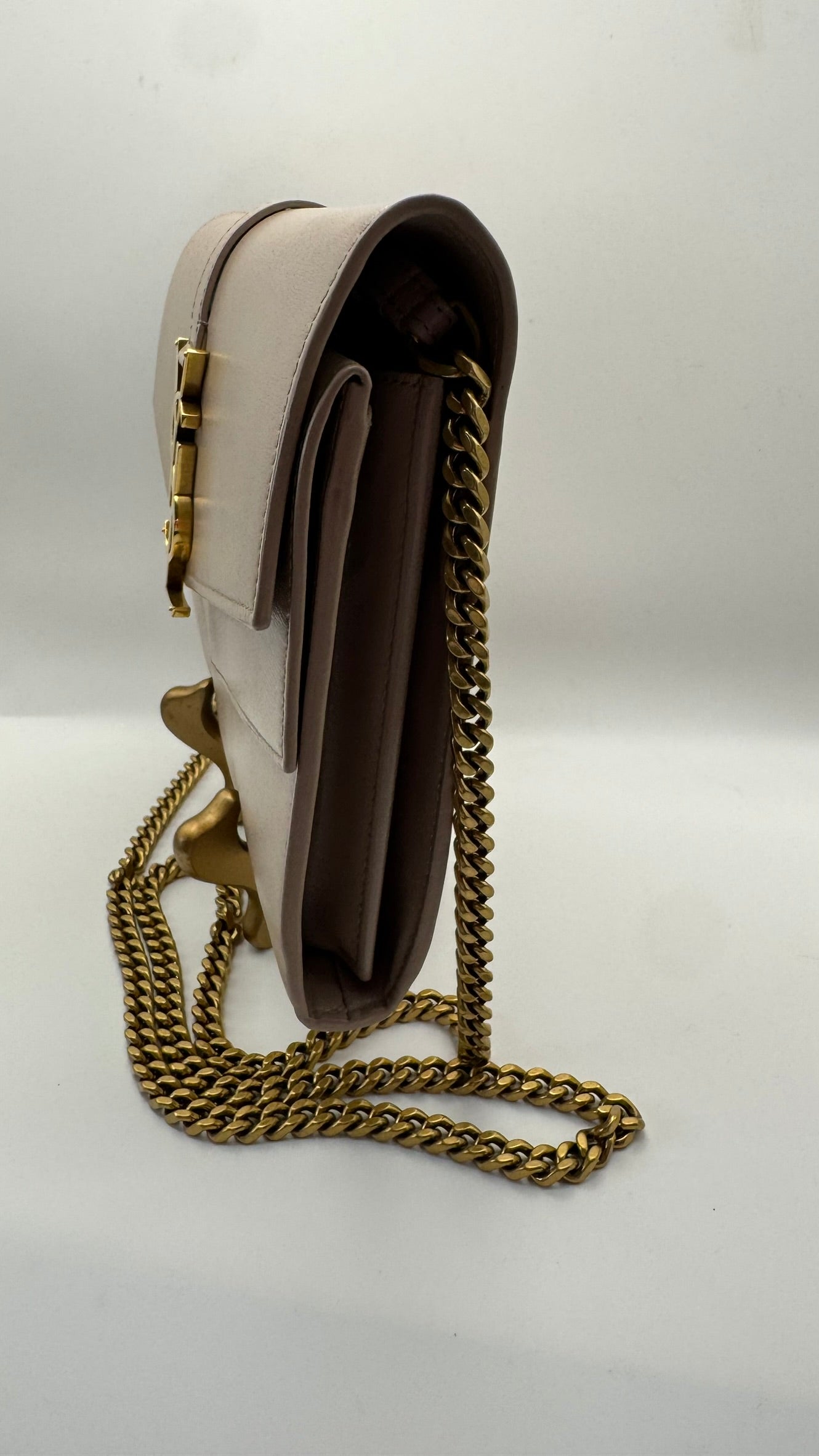Saint Laurent YSL Envelope Chain Wallet WOC – Taupe