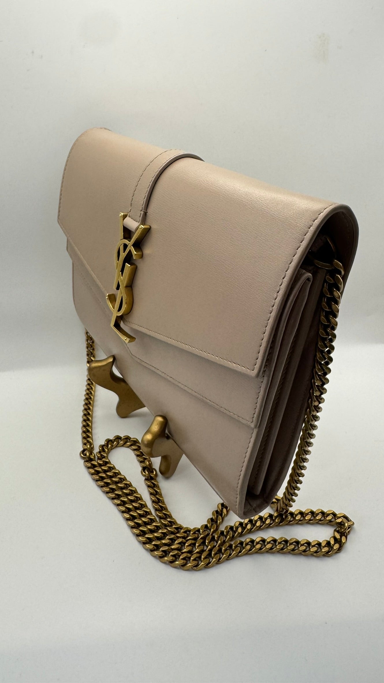 Saint Laurent YSL Envelope Chain Wallet WOC – Taupe