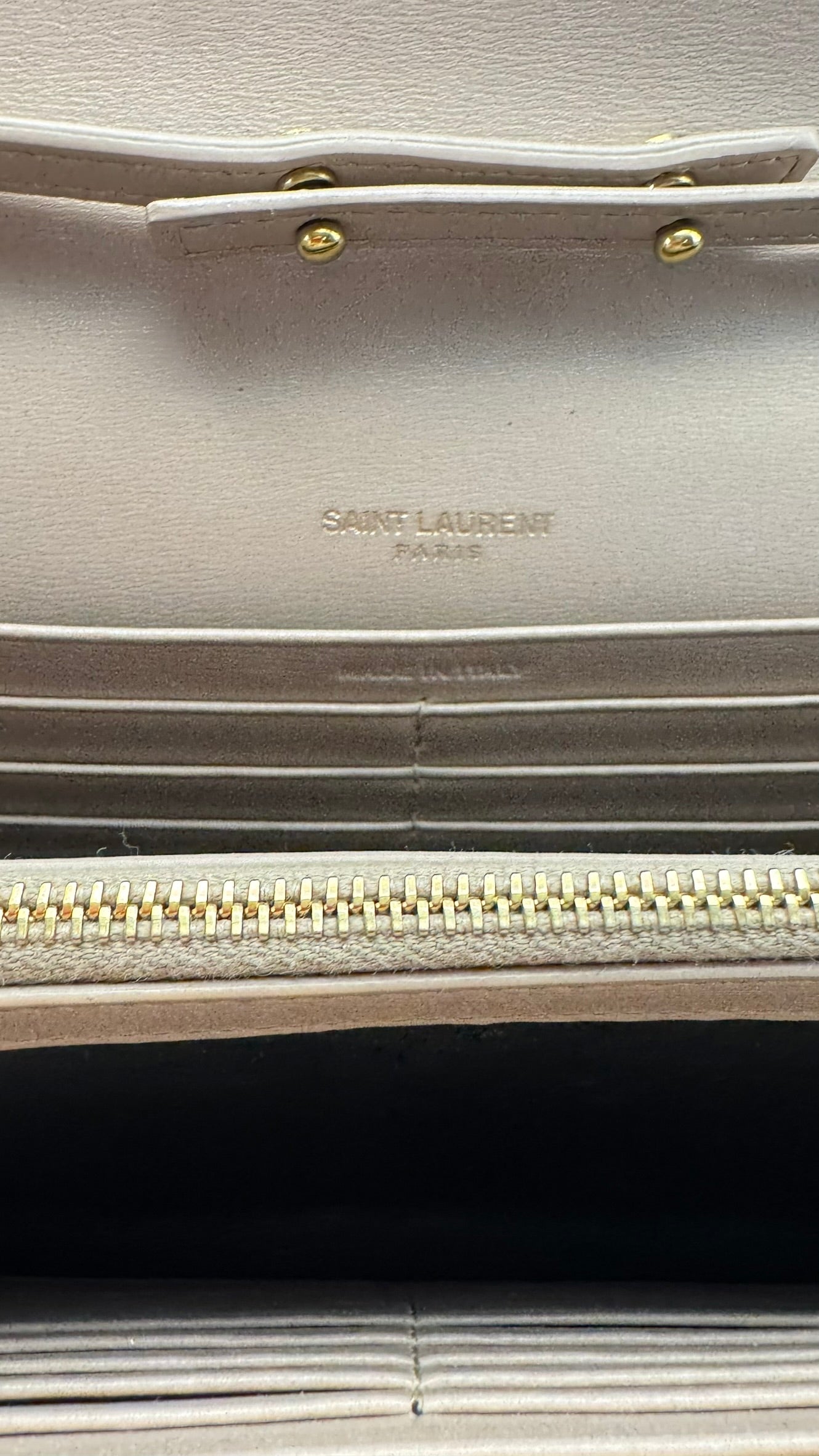 Saint Laurent YSL Envelope Chain Wallet WOC – Taupe